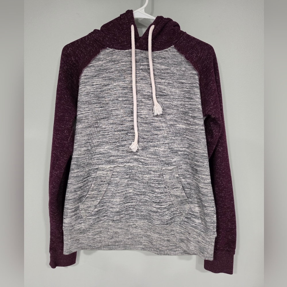 Reflex Two-Tone Cowl Pullover Sweater - Gray & Plum